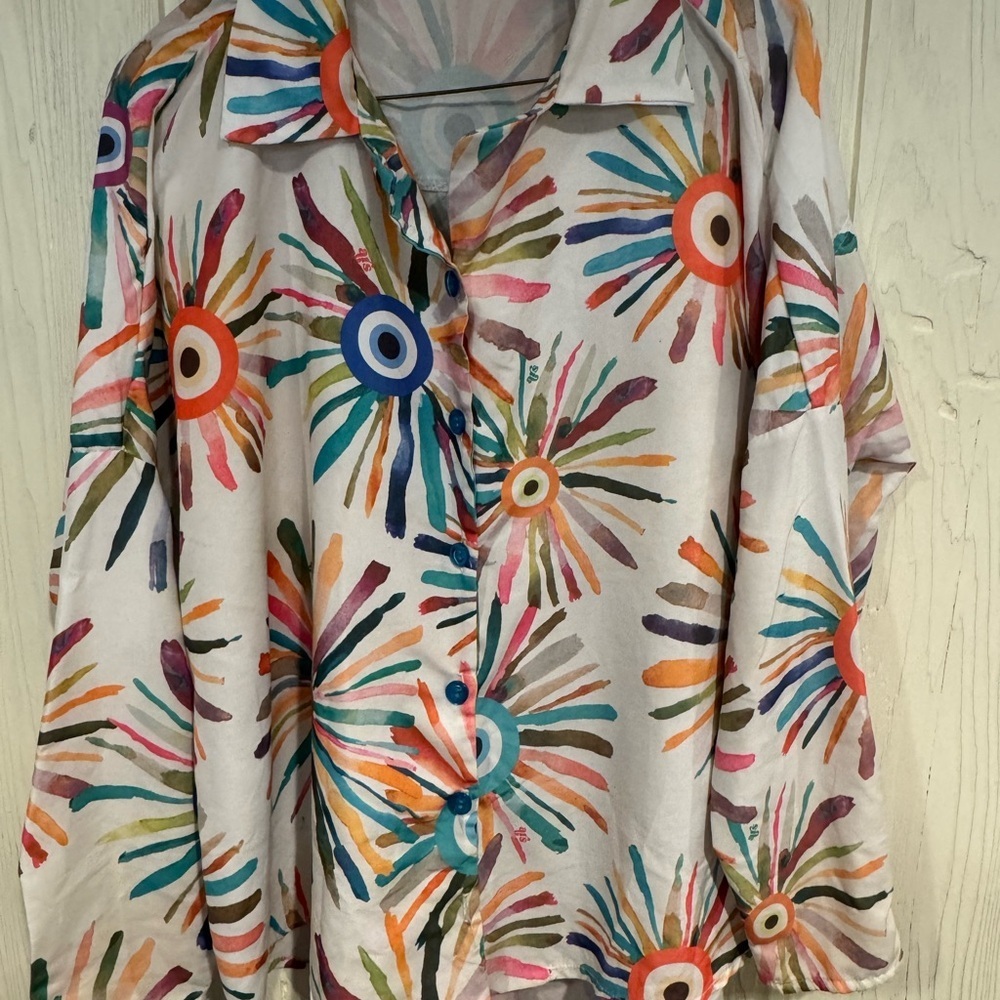 Ars Abstract Collared Button Up Blouse - image 3